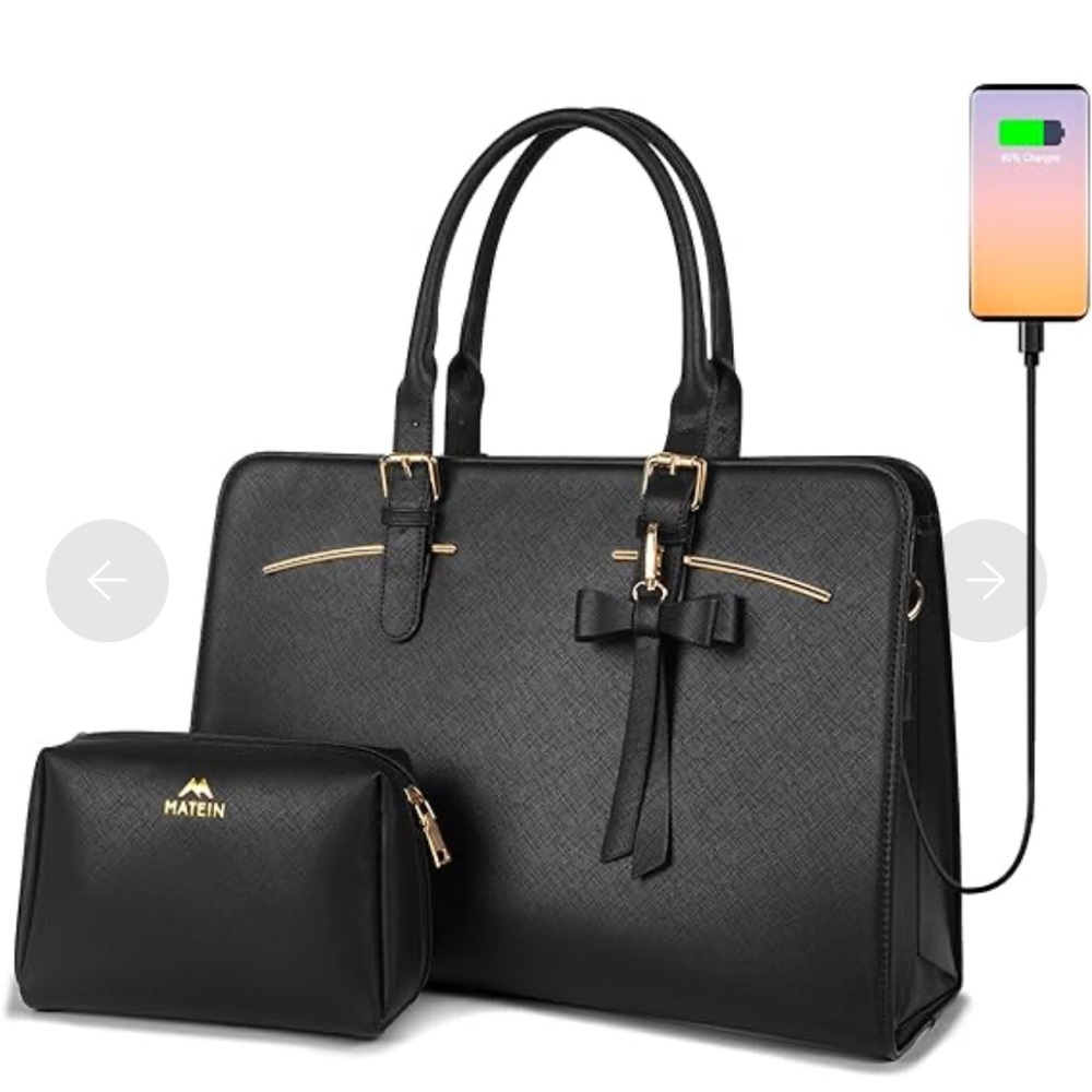 Matein Laptop Tote with USB Port AND small zippered accessory bag.